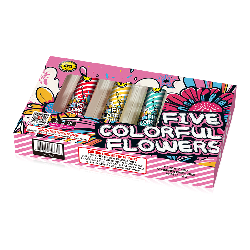 Vijf kleurrijke bloemen 200g fontein MC661